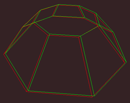 Rot/Grün-3D an einem oktagonalen Körper